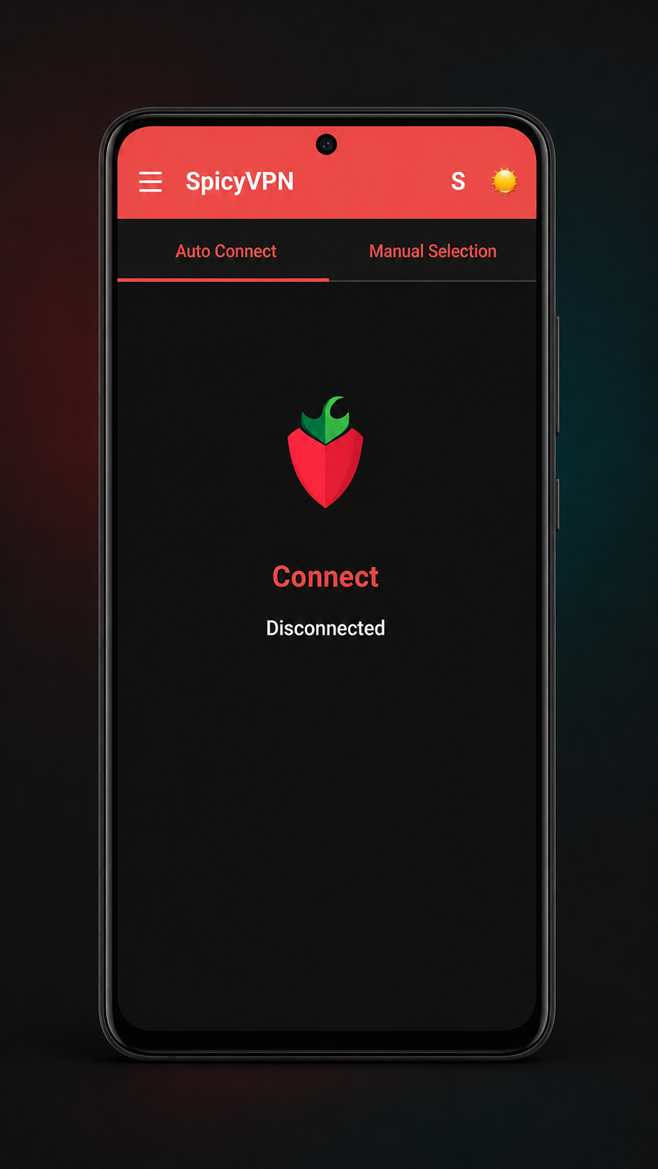 SpicyVPN Auto Connect screen shown inside a phone